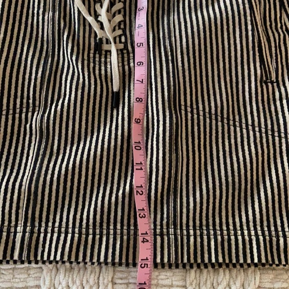 Madewell Black & Cream Striped Miniskirt Sz 10 - Picture 13 of 14
